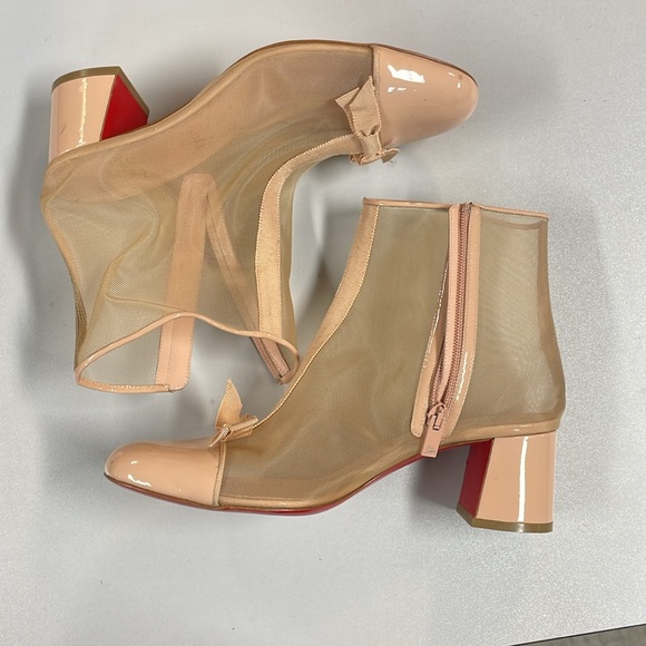 CHRISTIAN LOUBOUTIN Women's Checkypoint Mesh Ankle Boots Size EU 40 In Beige - Picture 4 of 9